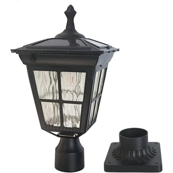 LED Cast Aluminum Solar Post Light Fixture 3-Inch Fitter Base Outdoor Garden - Picture 1 of 8